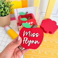 Personalized Apple Pencil Holder | Custom Teacher Desk Organizer & Teacher Gift