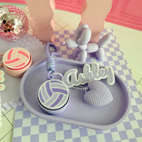 Personalized Volleyball Clicker & Name Bag Charm