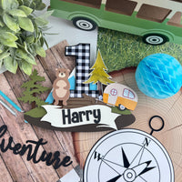 One Happy Camper cake topper