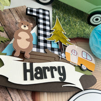 One Happy Camper cake topper