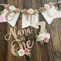 Pumpkin high chair banner, fall first birthday party