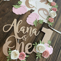 Pumpkin high chair banner, fall first birthday party