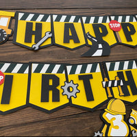 Construction Theme cake topper/banner