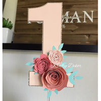 1st birthday cake topper, One year old cake topper, Floral cake topper, number 1 cake topper, one cake topper, cake smash floral cake topper
