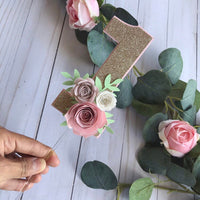One year old cake topper, Floral cake topper, number 1 cake topper, one cake topper, glitter cake topper, cake smash cake topper-1