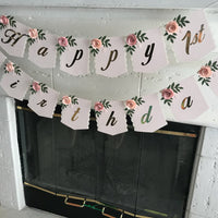 Boho floral banner, floral banner, boho floral garland, 1st birthday party, floral 1st birthday, floral baby shower, boho party decor-3