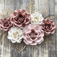 Set of 6 paper flowers, nursery paper flowers, Nursery wall decor, paper flower decor, girls room wall decor
