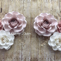 Set of 6 paper flowers, nursery paper flowers, Nursery wall decor, paper flower decor, girls room wall decor