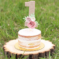 1st birthday cake topper, One year old cake topper, Floral cake topper, number 1 cake topper, one cake topper, cake smash floral cake topper