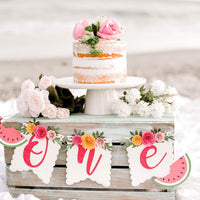 One in a melon cake topper, Watermelon High Chair Banner, one in a melon party, Watermelon Party Decorations