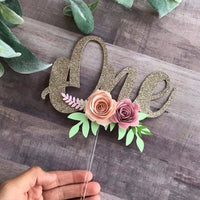 one cake topper, One Year Old Cake Topper, Floral Cake Topper, Glitter Cake Topper, Smash Cake , Girl Cake Topper,  cake smash cake topper-2