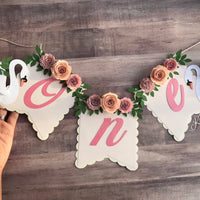 Swan high chair banner, princess party, 1st birthday party