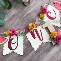 One in a melon high chair banner, Watermelon High Chair Banner, one in a melon party, Watermelon Party Decorations-2