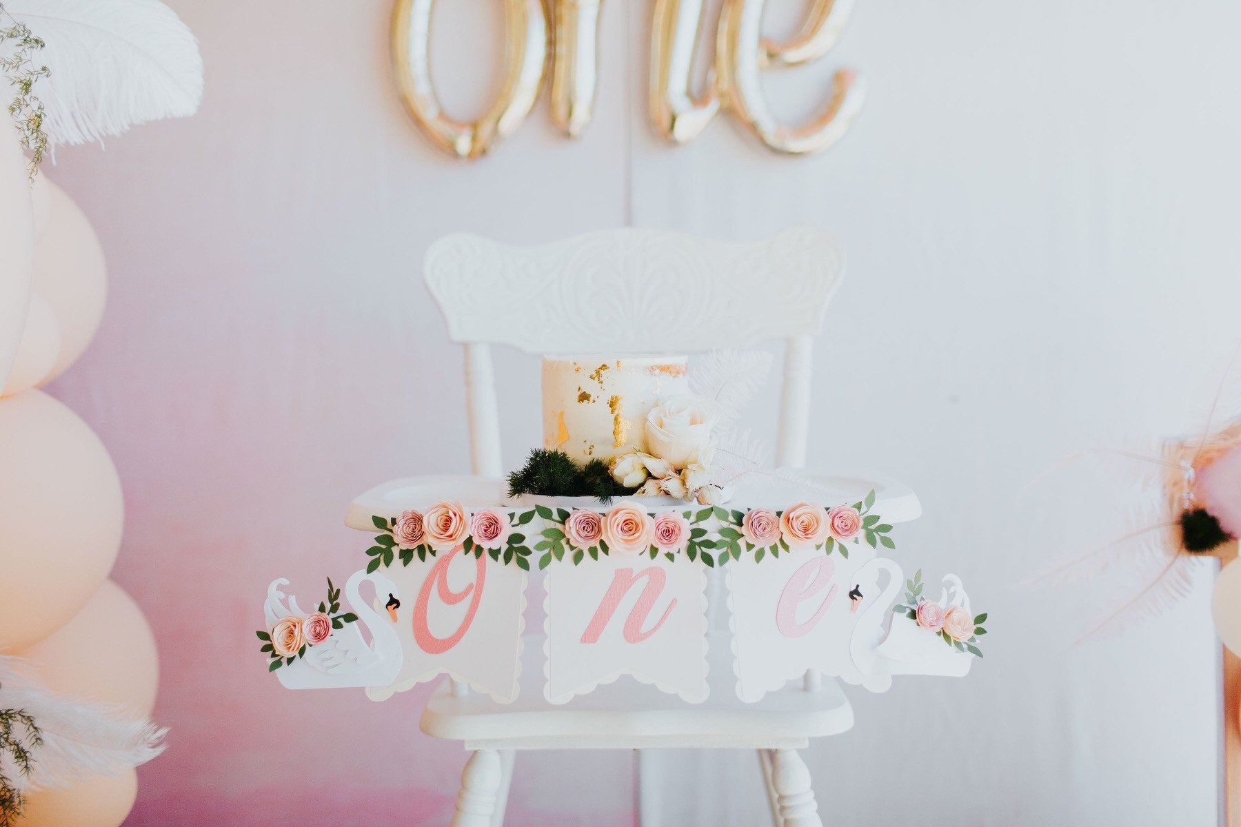 High Chair Banner Girl 1st Birthday Decorations 1st Birthday Blush