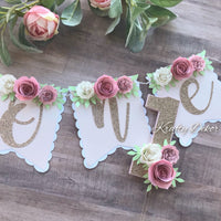 Floral high chair banner, floral party decor, floral banner, boho high chair banner, high chair banner, boho decor, floral 1st birthday-2