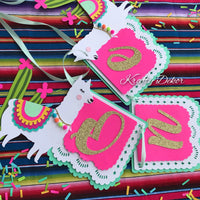 Llama banner, llama high chair banner, llama cake topper, llama party decor, cactus party, fiesta party decor, CUSTOMIZE IT!