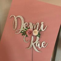 Name cake topper, Floral cake topper, flowers cake topper, floral party, birthday cake topper, 1st birthday floral cake topper-2