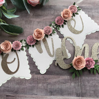 One high chair banner, floral high chair banner, boho theme birthday decor, smash cake banner, smash cake photo prop, floral birthday banner