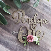Birthday cake topper, Floral cake topper, 1st birthday cake topper, floral party, cake smash props-1