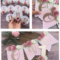 Floral high chair banner, floral party package, floral banner, boho high chair banner, high chair banner, floral party decor, floral 1st bir