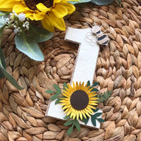 Bee High chair banner, sunflower garland, highchair banner, first birthday, sunflower theme-1