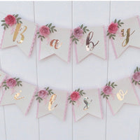Floral banner, floral party decor, baby shower banner, floral baby shower, floral nursery, nursery banner, baby shower banner, boho banner