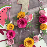 One in a melon high chair banner, Watermelon High Chair Banner, one in a melon party, Watermelon Party Decorations-2