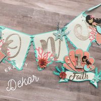 Mermaid 1st birthday banner, mermaid cake topper, mermaid decorations, under the sea cake decorations, mermaid first birthday, Customize it