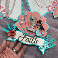 Mermaid 1st birthday banner, mermaid cake topper, mermaid decorations, under the sea cake decorations, mermaid first birthday, Customize it