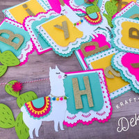 Llama happy birthday banner, llama banner, llama party décor, cactus party, CUSTOMIZE IT!