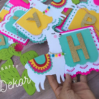 Llama happy birthday banner, llama banner, llama party décor, cactus party, CUSTOMIZE IT!