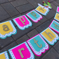 Llama happy birthday banner, llama banner, llama party décor, cactus party, CUSTOMIZE IT!