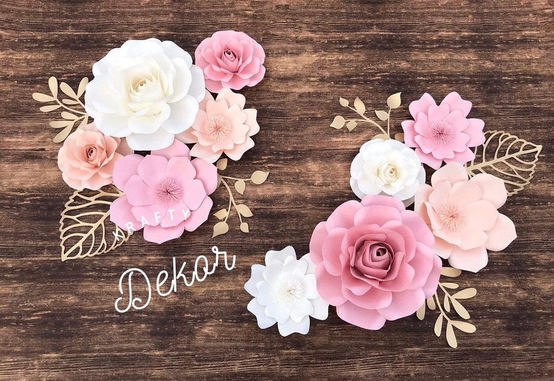 Set of 6 paper flowers, nursery paper flowers, Nursery wall decor, pap –  Krafty Dekor