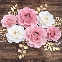 6pc paper flowers, nursery paper flowers, paper roses, baby nursery, nursery decor.