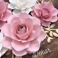 6pc paper flowers, nursery paper flowers, paper roses, baby nursery, nursery decor.