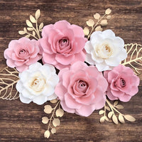 6pc paper flowers, nursery paper flowers, paper roses, baby nursery, nursery decor.