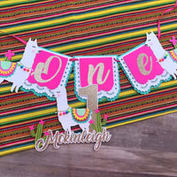Llama banner, llama high chair banner, llama cake topper, llama party decor, cactus party, fiesta party decor, CUSTOMIZE IT!