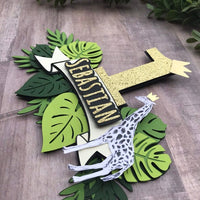Jungle Safari cake topper, safari 1st birthday, safari gold cake topper, wild one cake topper, jungle theme topper, safari birthday decor