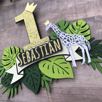 Jungle Safari cake topper, safari 1st birthday, safari gold cake topper, wild one cake topper, jungle theme topper, safari birthday decor