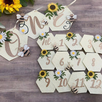 Bee High chair banner, sunflower garland, highchair banner, first birthday, sunflower theme-1