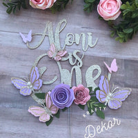 Butterfly theme banner, butterfly floral banner, 1st birthday butterfly theme, butterfly cake topper, butterfly decor