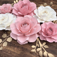 6pc paper flowers, nursery paper flowers, paper roses, baby nursery, nursery decor.