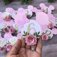 Cake topper, high chair banner, floral party decor, banner, party package