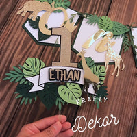 Safari cake topper, jungle safari 1st birthday, safari gold cake topper, wild one cake topper, jungle theme topper, safari birthday décor-1