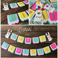 Llama happy birthday banner, llama banner, llama party décor, cactus party, CUSTOMIZE IT!