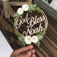 God Bless Cake Topper, boy baptism, girl baptism, Floral Baptism Cake Topper, First Holy Communion, first communion
