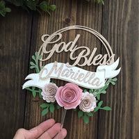 Birthday cake topper, Floral cake topper, bride to be cake topper, floral party, god bless cake topper, 1st birthday floral cake topper