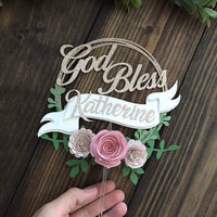 Birthday cake topper, Floral cake topper, bride to be cake topper, floral party, god bless cake topper, 1st birthday floral cake topper