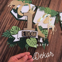 Jungle Safari cake topper, safari 1st birthday, safari gold cake topper, wild one cake topper, jungle theme topper, safari birthday decor