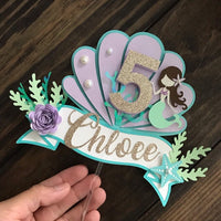 Mermaid 1st birthday banner, mermaid cake topper, mermaid decorations, under the sea cake decorations, mermaid first birthday, Customize it